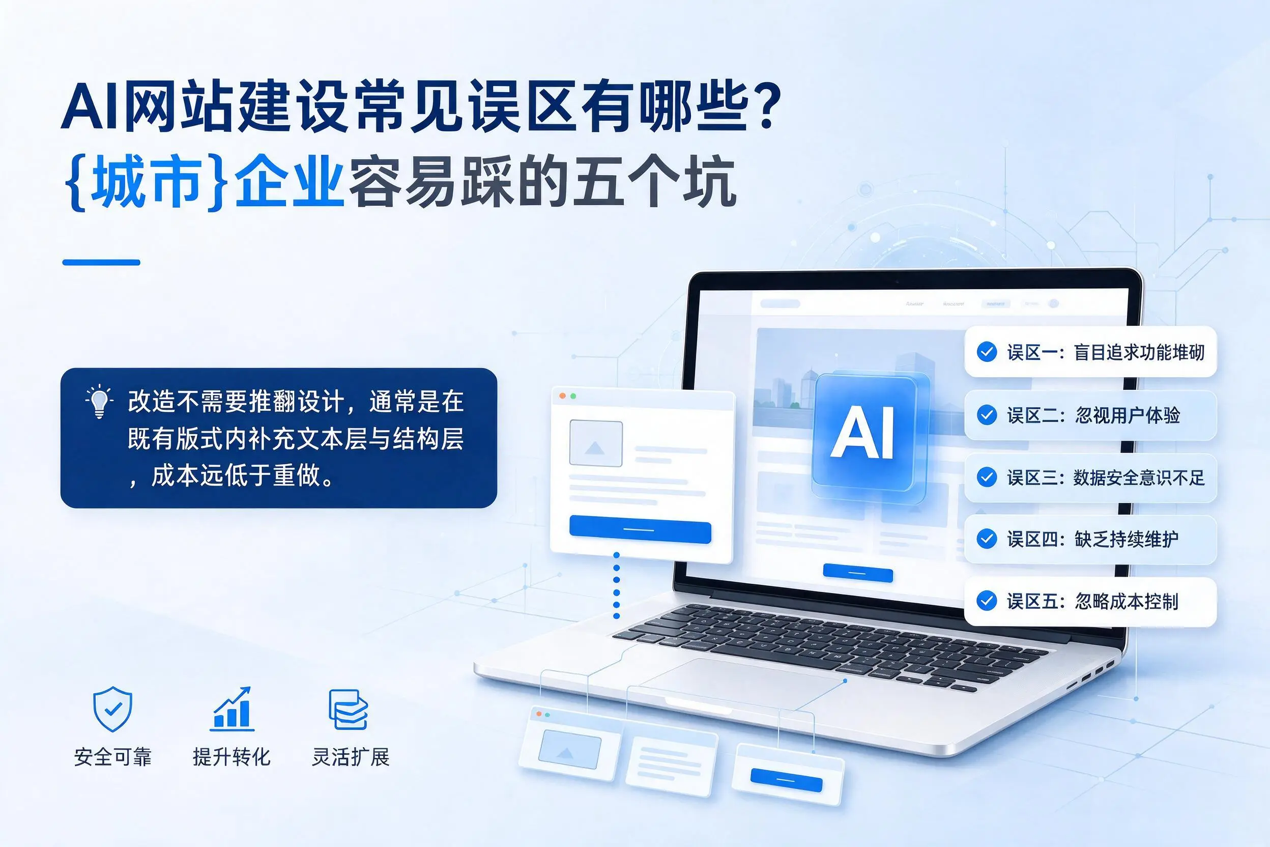 AI网站建设常见误区有哪些？海北企业容易踩的五个坑