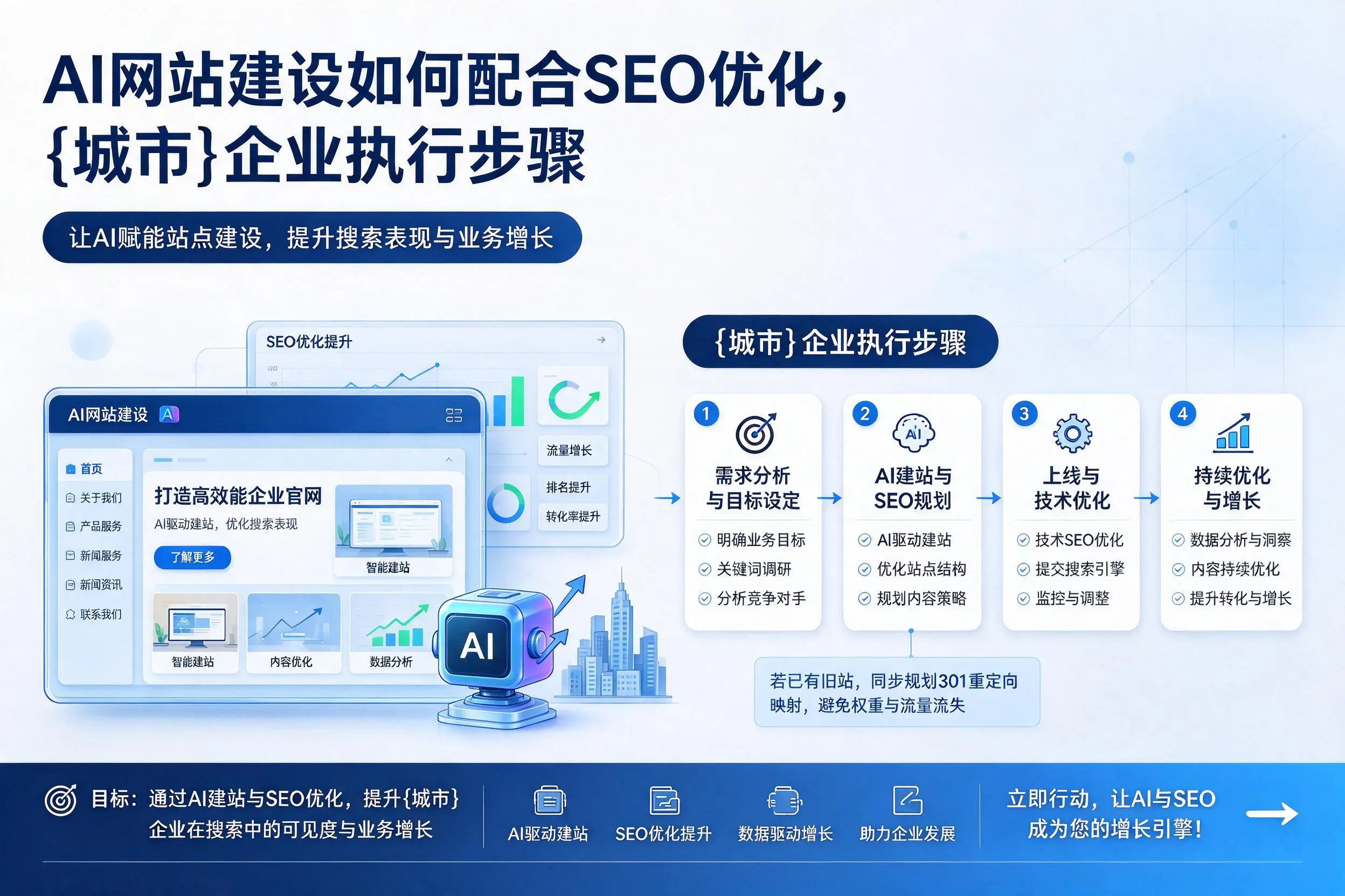AI网站建设如何配合SEO优化，海北企业执行步骤